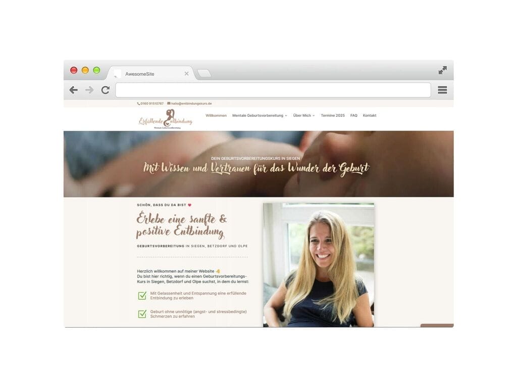 Website Geburtsvorbereitungskurs Siegen