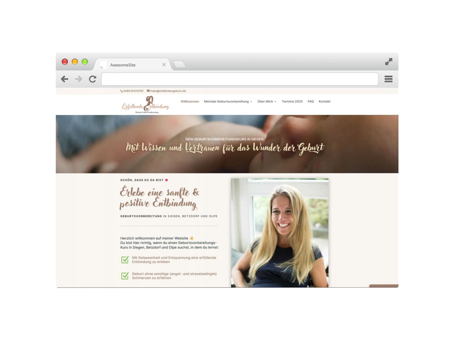 Website Geburtsvorbereitungskurs Siegen